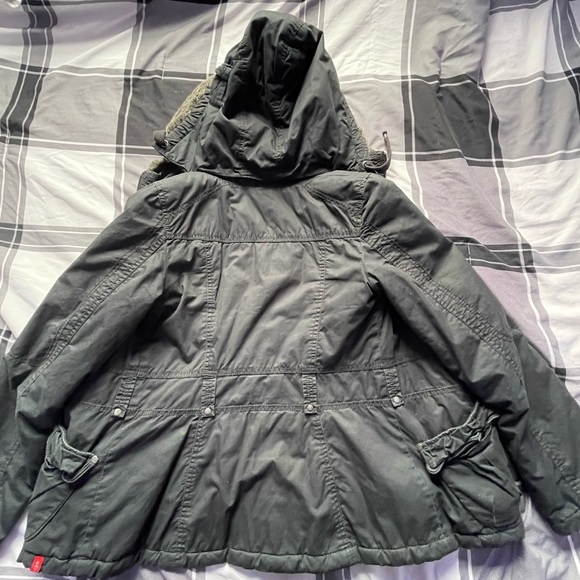 EDC Esprit Military Bomber Jacket Fur Hood Women’s Size M - Picture 4 of 12